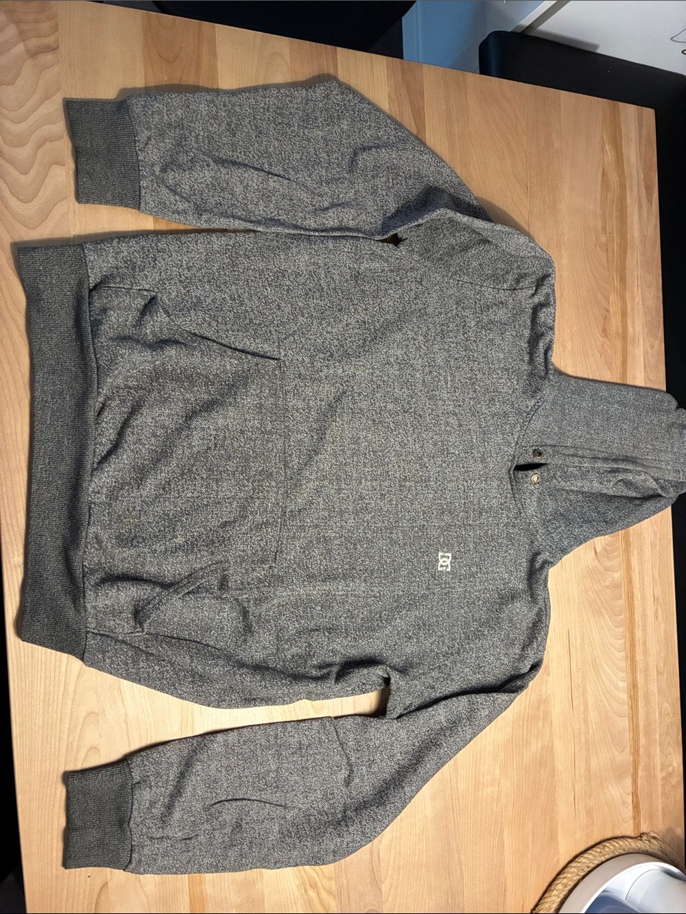 Large DC Men's Heather Gray Zip-Up Hoodie NO LACE